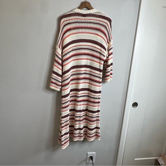 Torrid Womens Size 1X Kimono Cardigan Cotton Multi Stripes Open Knit Longline - Picture 4 of 10